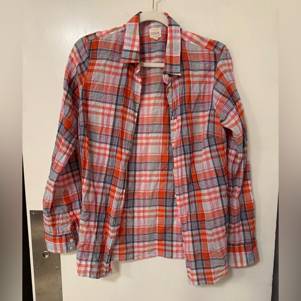 Lightweight madras button down shirt